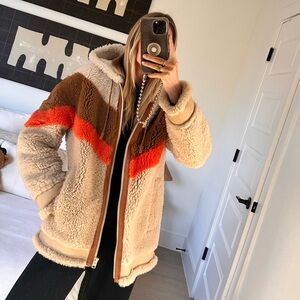 Coach Shearling Zip Up Hoodie Jacket